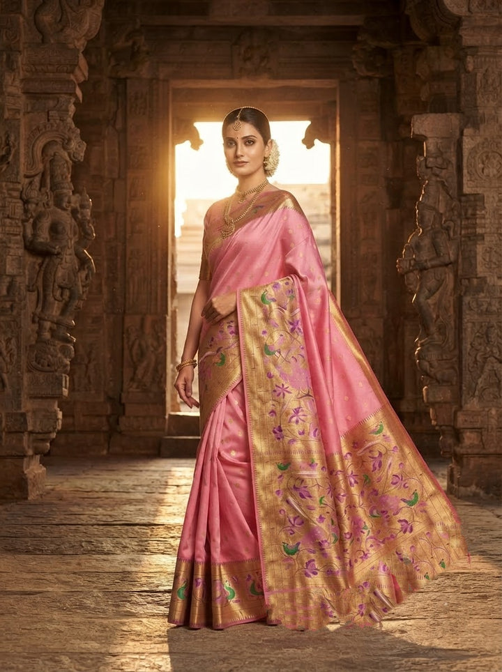 Gilded Majesty- Kanchivaram Paithani Silk (Semi) Saree