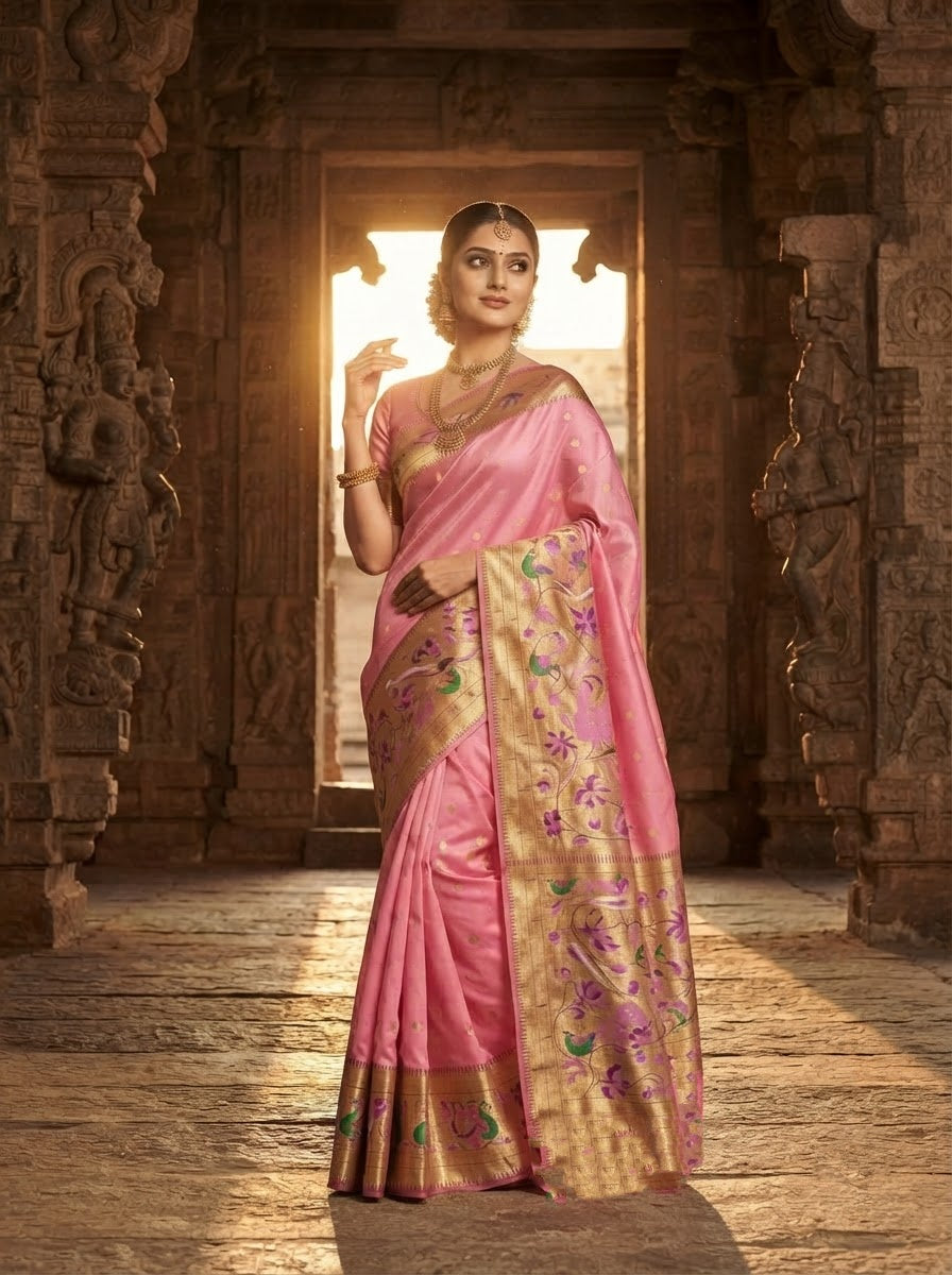 Gilded Majesty- Kanchivaram Paithani Silk (Semi) Saree