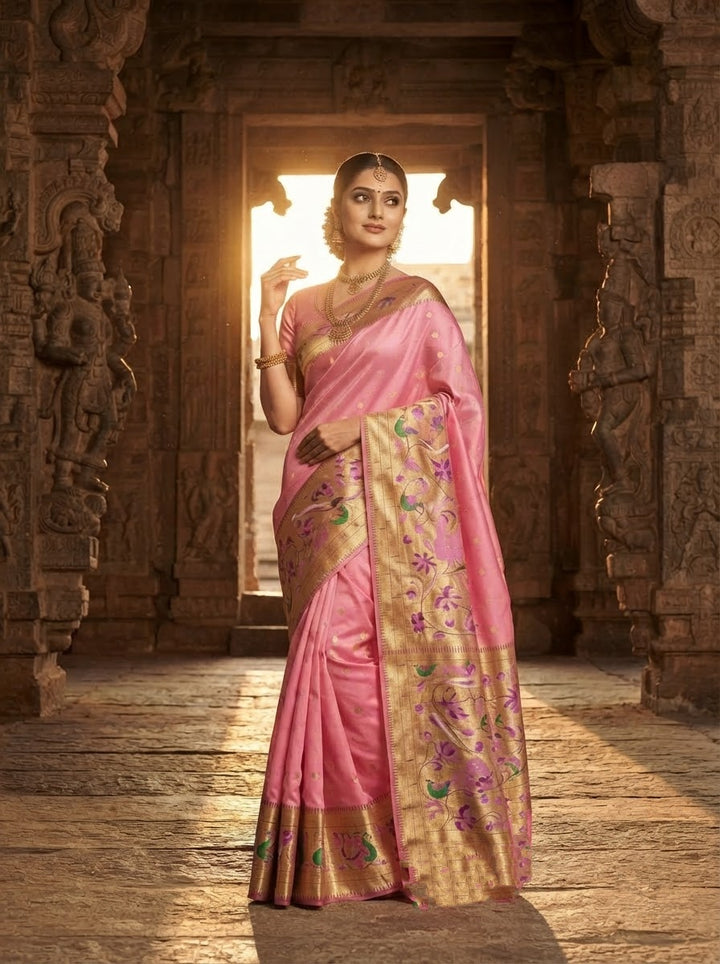 Gilded Majesty- Kanchivaram Paithani Silk (Semi) Saree