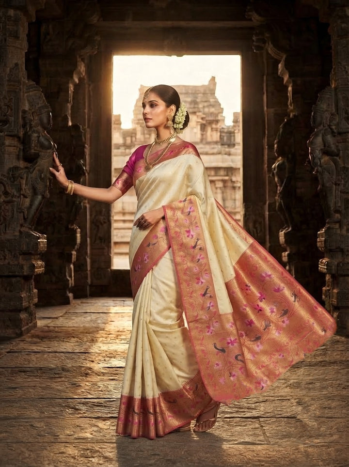 Gilded Majesty- Kanchivaram Paithani Silk (Semi) Saree