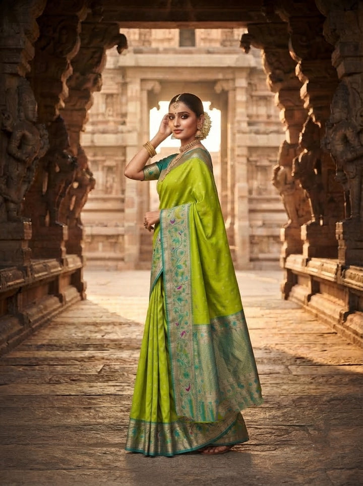 Gilded Majesty- Kanchivaram Paithani Silk (Semi) Saree