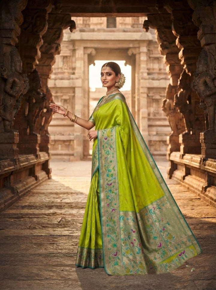 Gilded Majesty- Kanchivaram Paithani Silk (Semi) Saree