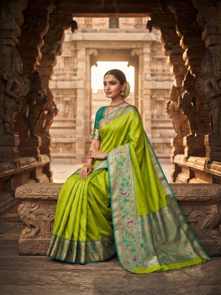 Gilded Majesty- Kanchivaram Paithani Silk (Semi) Saree
