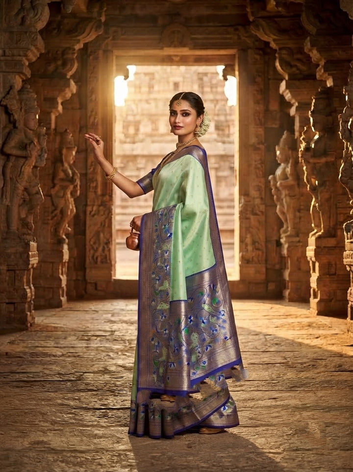 Gilded Majesty- Kanchivaram Paithani Silk (Semi) Saree