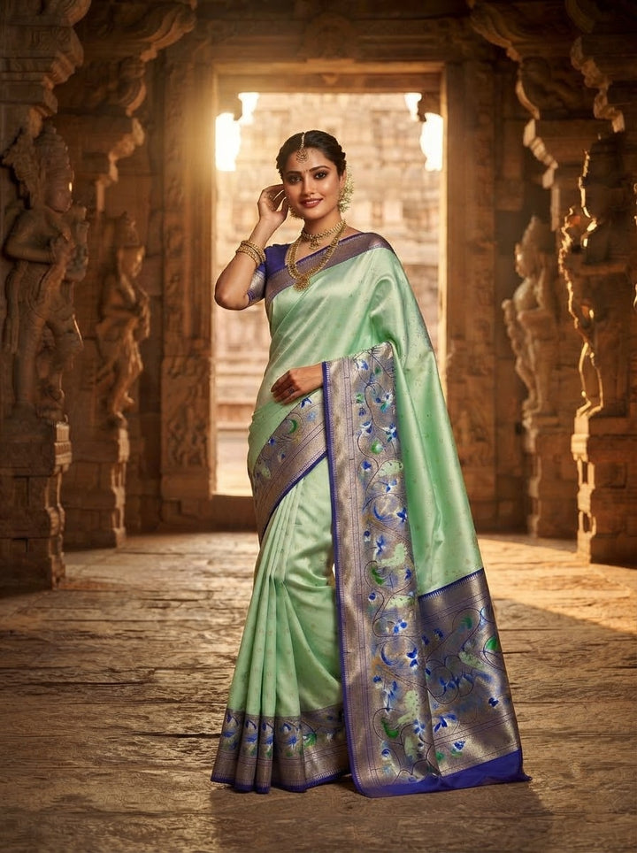 Gilded Majesty- Kanchivaram Paithani Silk (Semi) Saree