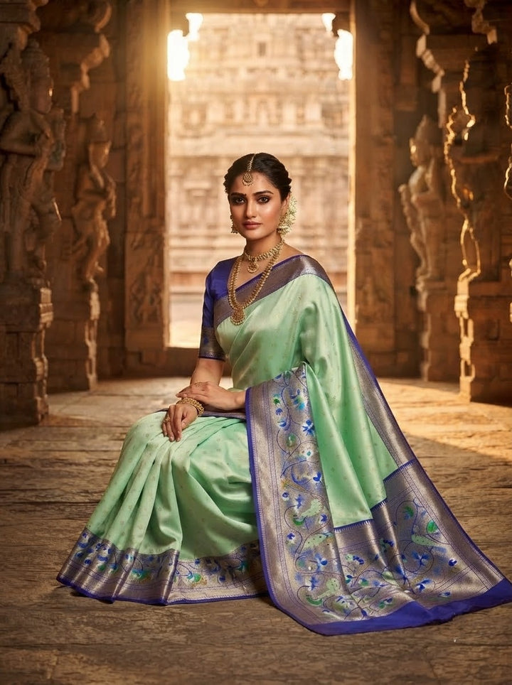 Gilded Majesty- Kanchivaram Paithani Silk (Semi) Saree