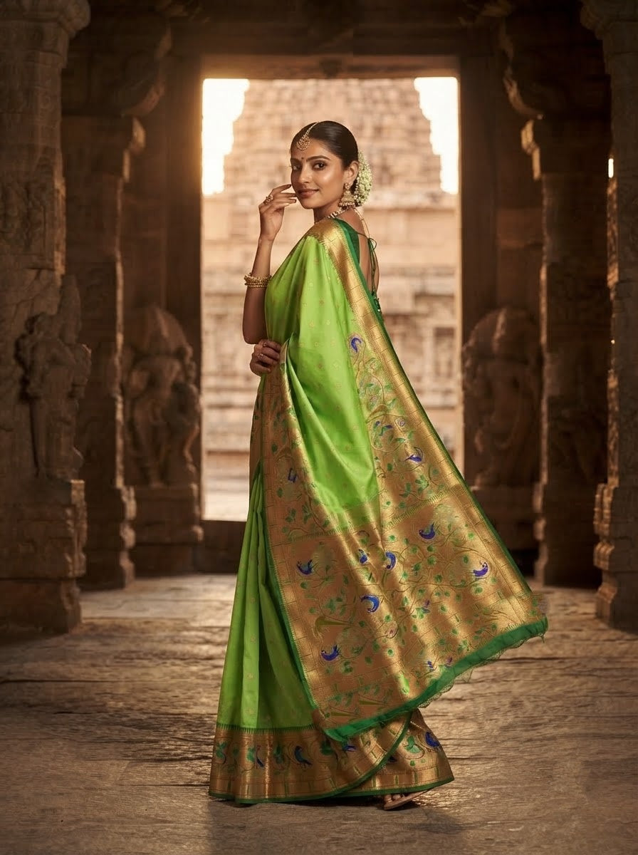 Gilded Majesty- Kanchivaram Paithani Silk (Semi) Saree