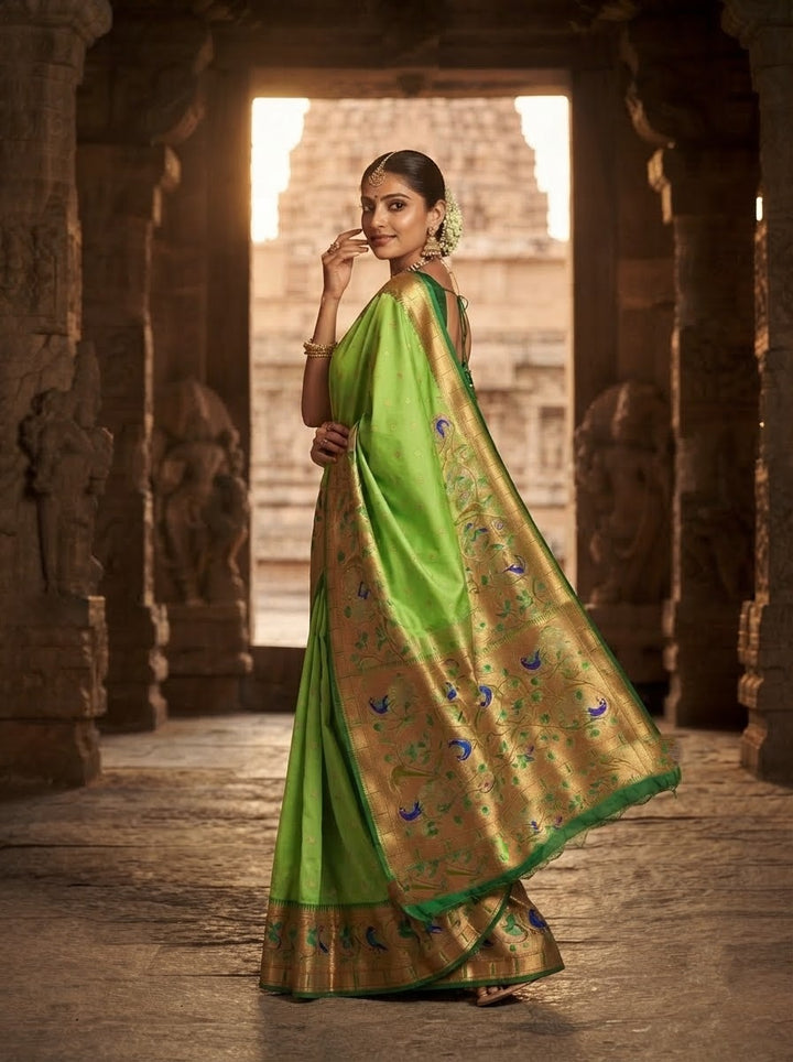 Gilded Majesty- Kanchivaram Paithani Silk (Semi) Saree