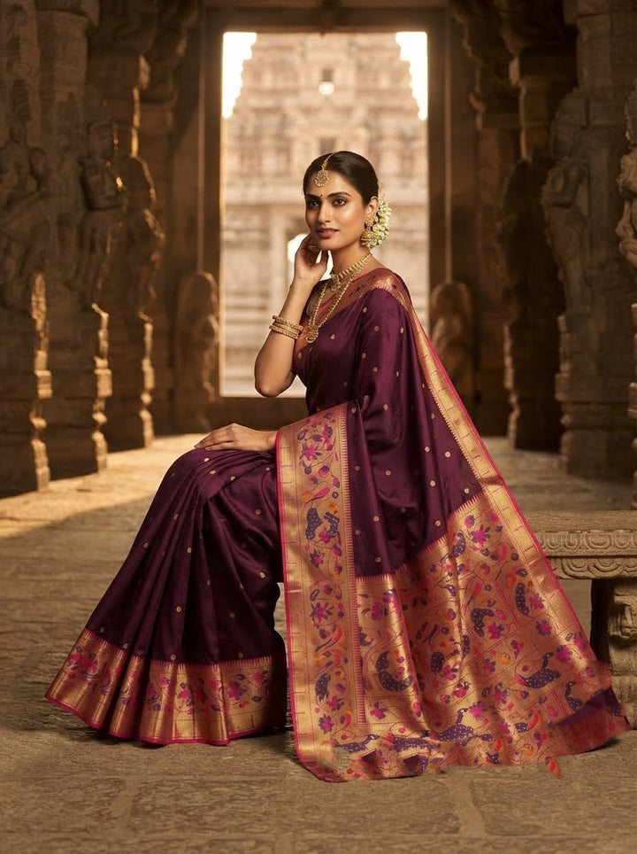 Gilded Majesty- Kanchivaram Paithani Silk (Semi) Saree