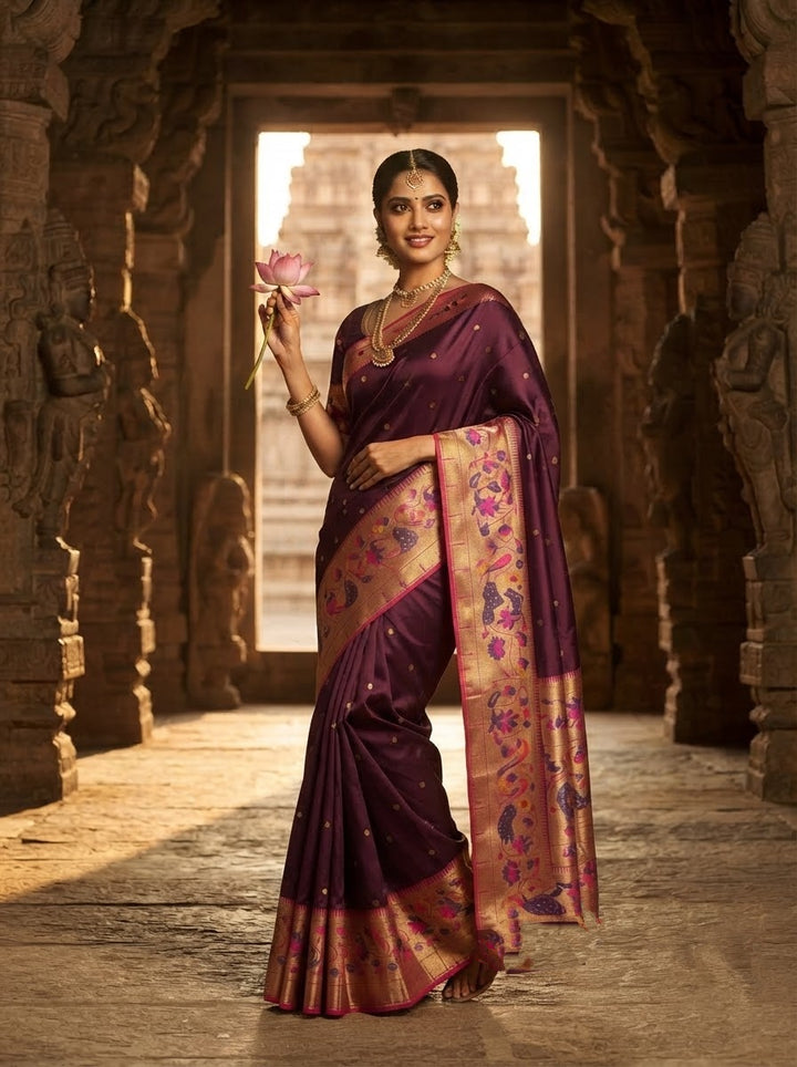 Gilded Majesty- Kanchivaram Paithani Silk (Semi) Saree