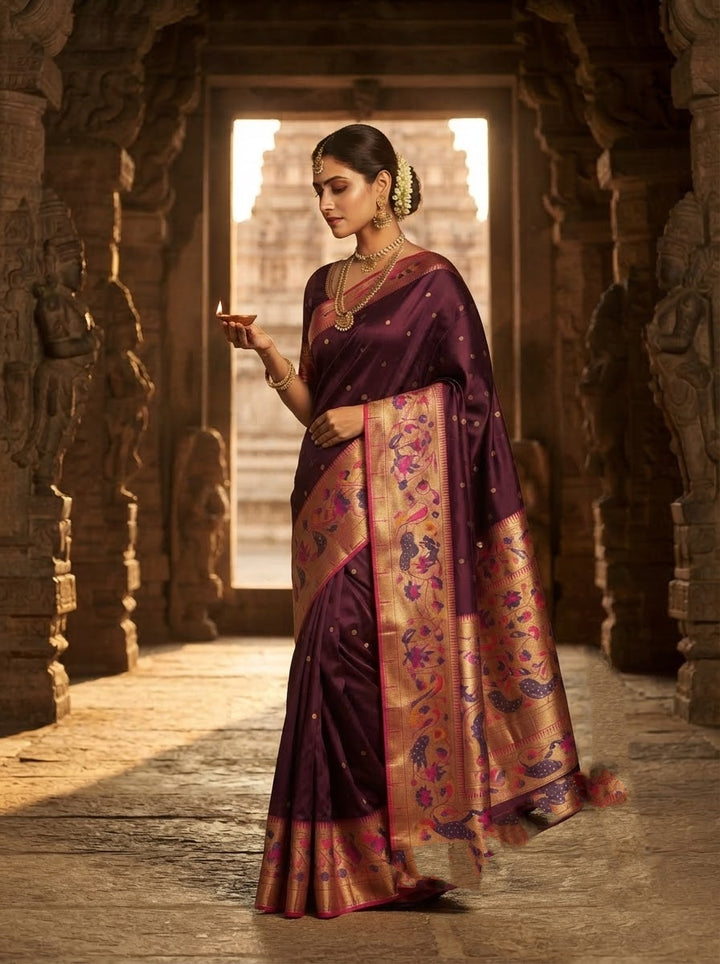 Gilded Majesty- Kanchivaram Paithani Silk (Semi) Saree