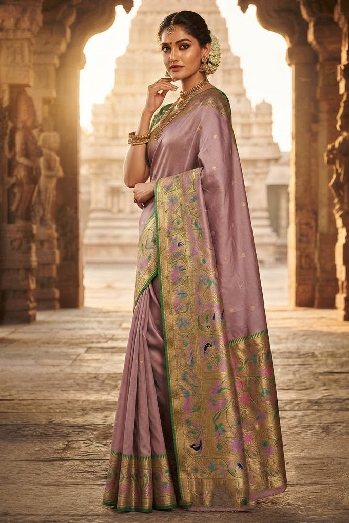 Gilded Majesty- Kanchivaram Paithani Silk (Semi) Saree (Copy)
