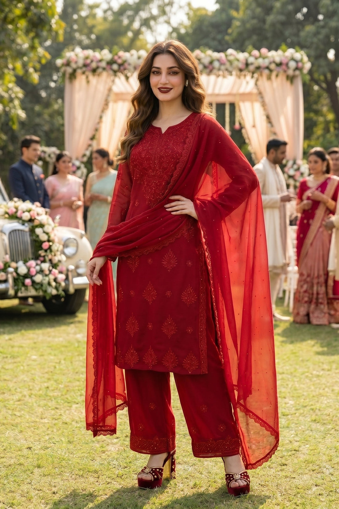 Fairytale Queen Chikankari Embroidery kurti Set