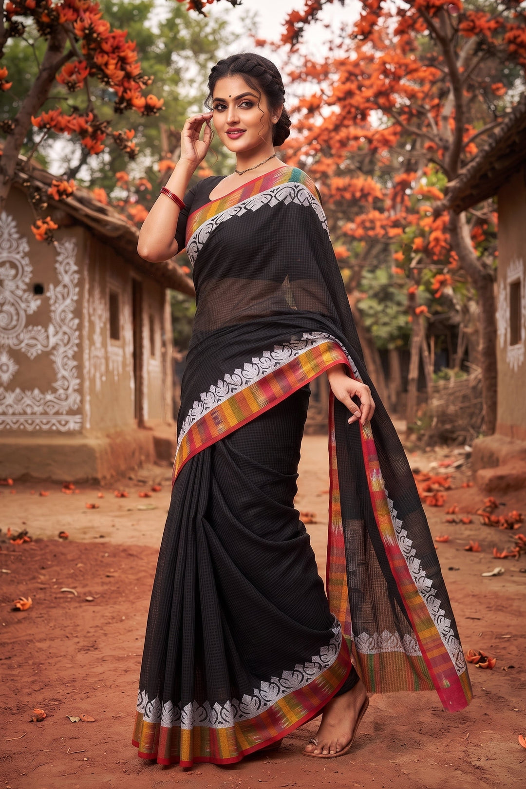 Aloklata Cotton Kota Applique Saree