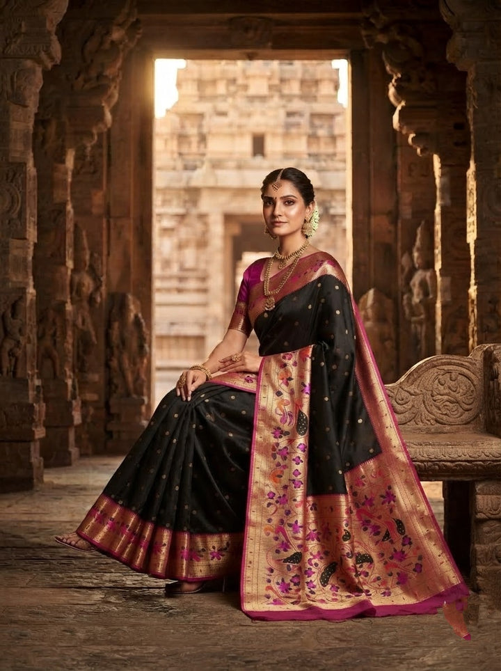 Gilded Majesty- Kanchivaram Paithani Silk (Semi) Saree