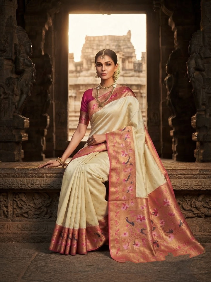 Gilded Majesty- Kanchivaram Paithani Silk (Semi) Saree