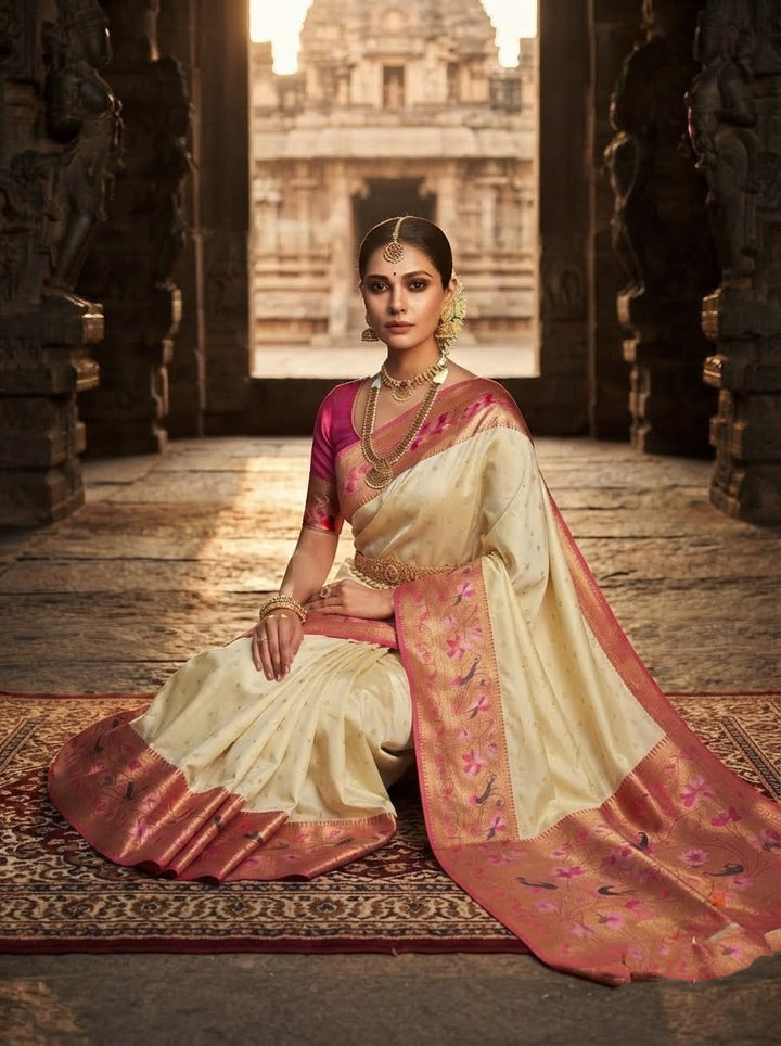 Gilded Majesty- Kanchivaram Paithani Silk (Semi) Saree
