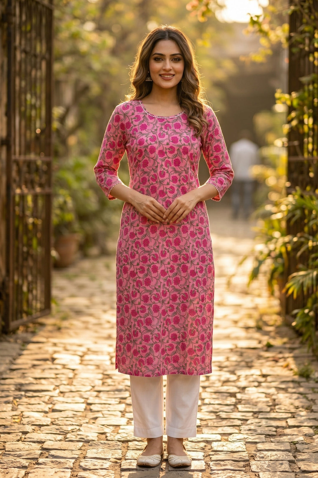 Pink Kota Doriya Kurti (Only Kurti)