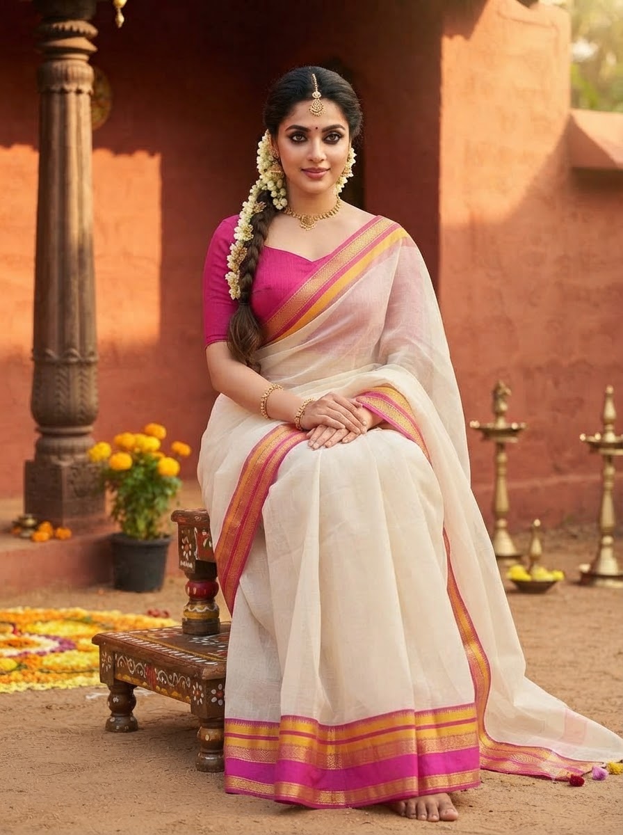 Maveli Maya Mul Cotton Saree