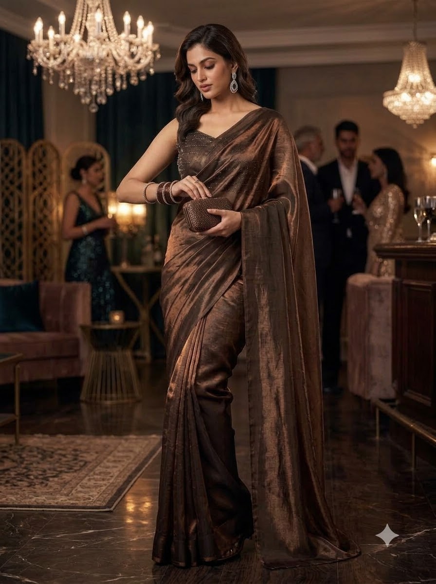 Night Out Glam Satin Silk Saree