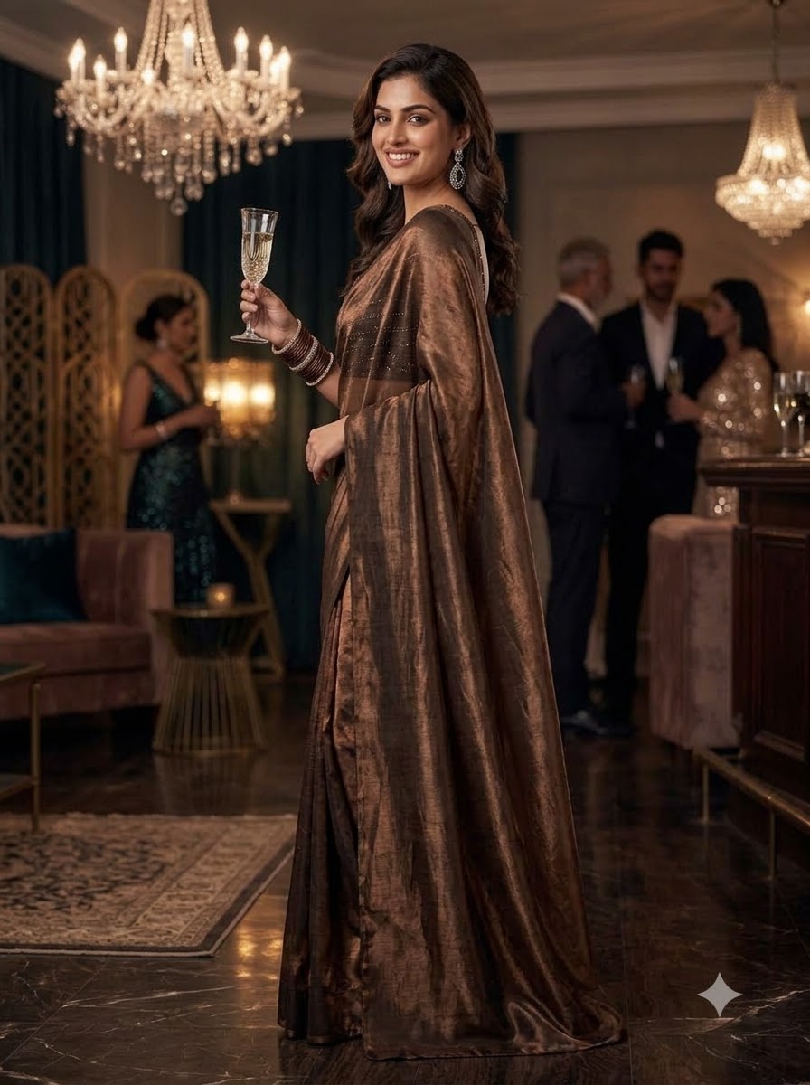 Night Out Glam Satin Silk Saree