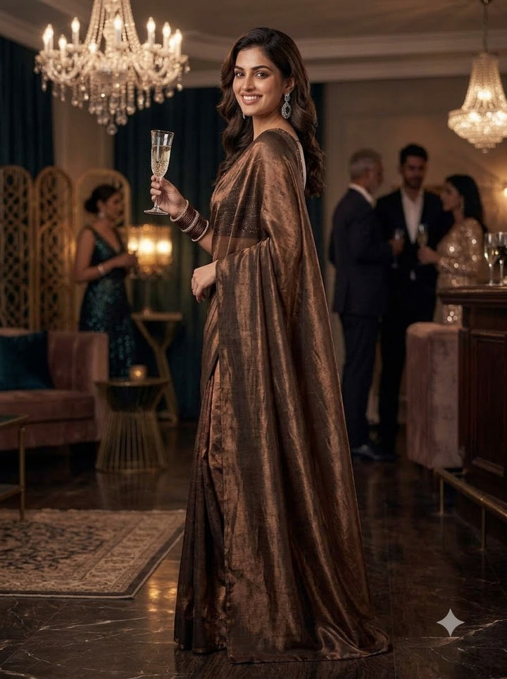 Night Out Glam Satin Silk Saree