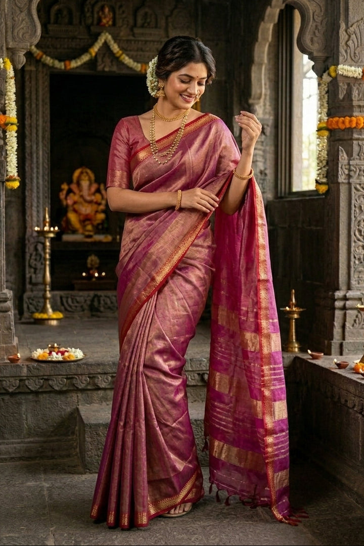 Roudro Chhowa Maheshwari Tissue silk saree