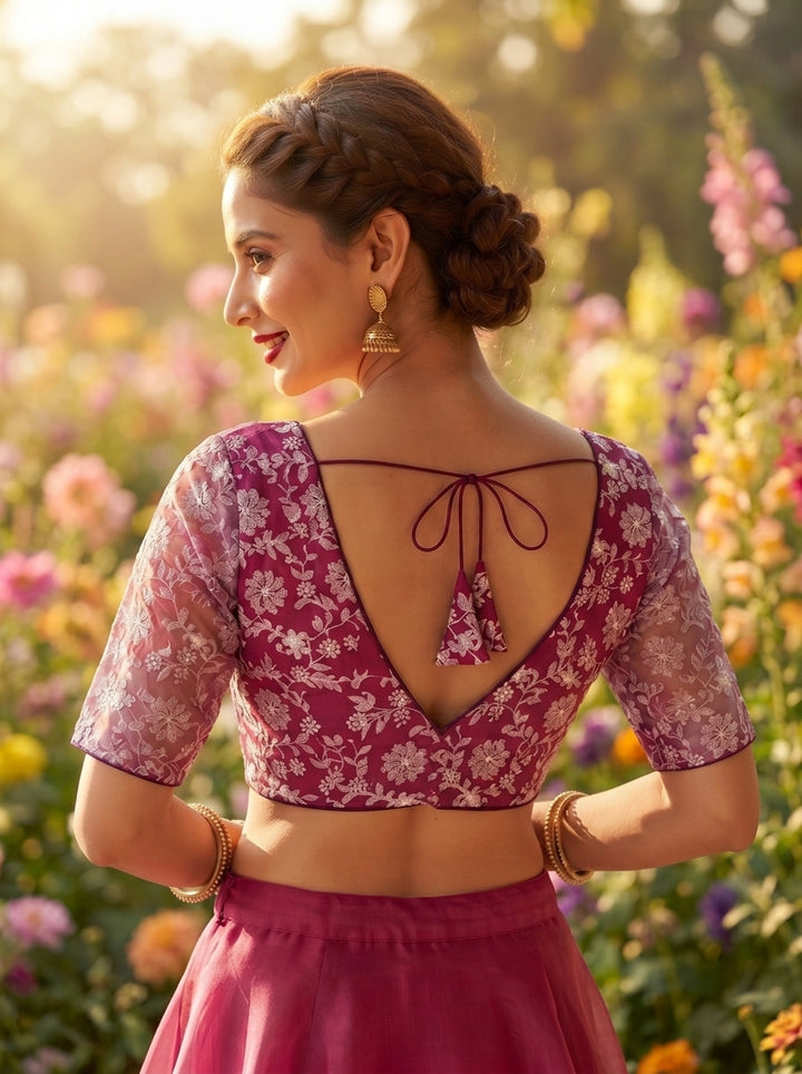 Floral Reverie Threads Organza Blouse