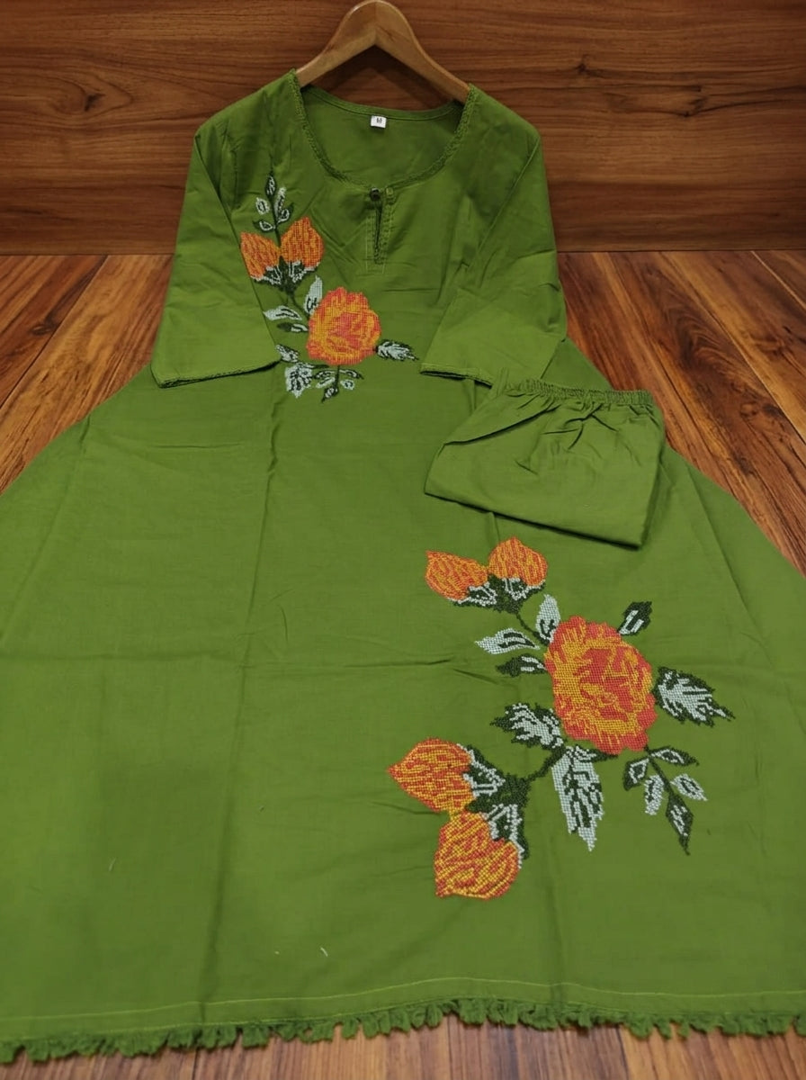 Enchanted Meadow Cotton Kurti Set