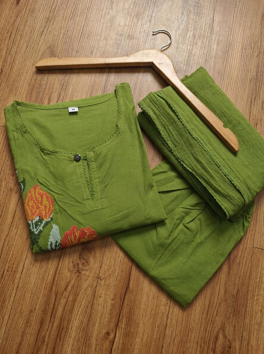 Enchanted Meadow Cotton Kurti Set