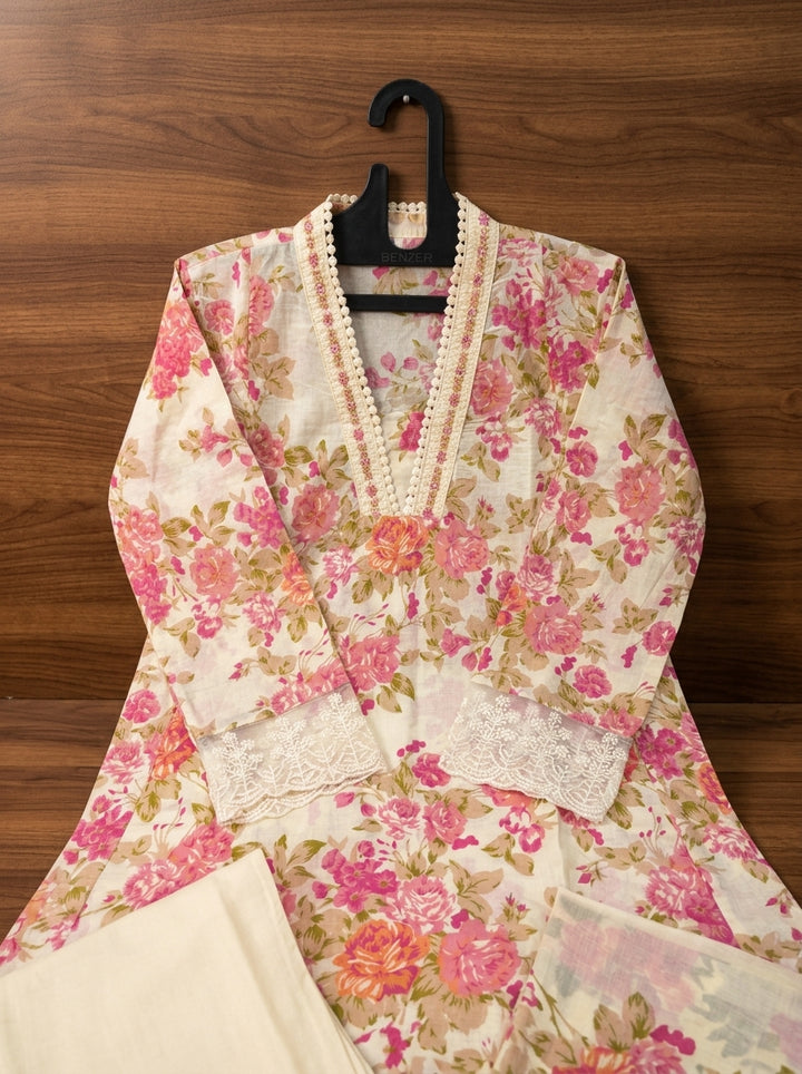 Lace Enchante Elegance Cotton Kurti Set