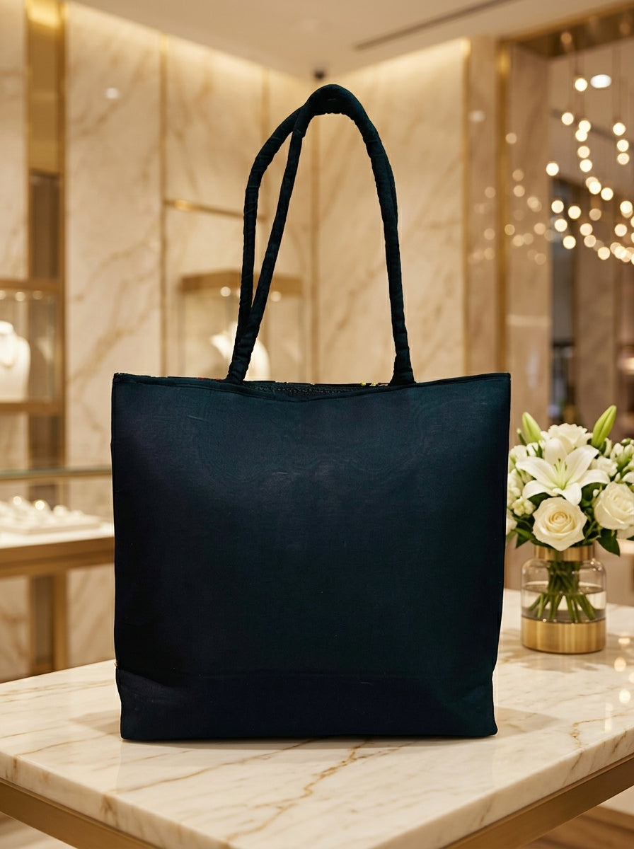 Black And Bold- Embroidered Tote Bag