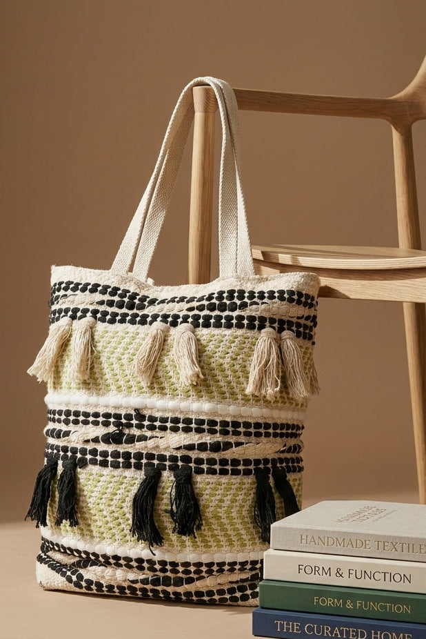 Boho Handwoven Tassel Tote Bag