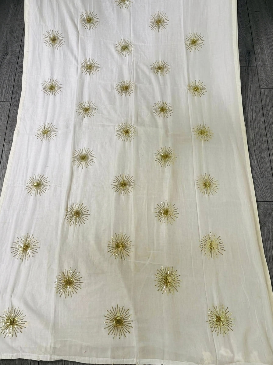Stole My Heart Sequins Work Mul Cotton Saree