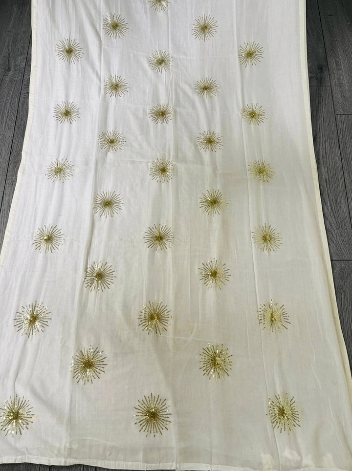 Stole My Heart Sequins Work Mul Cotton Saree