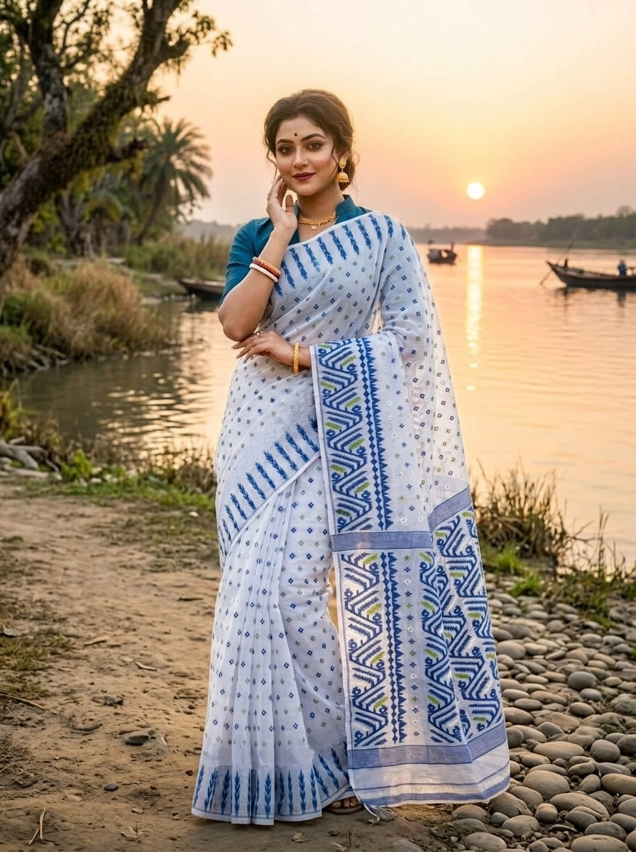 Jolchhobi Bengal Tangail Tant Cotton Saree