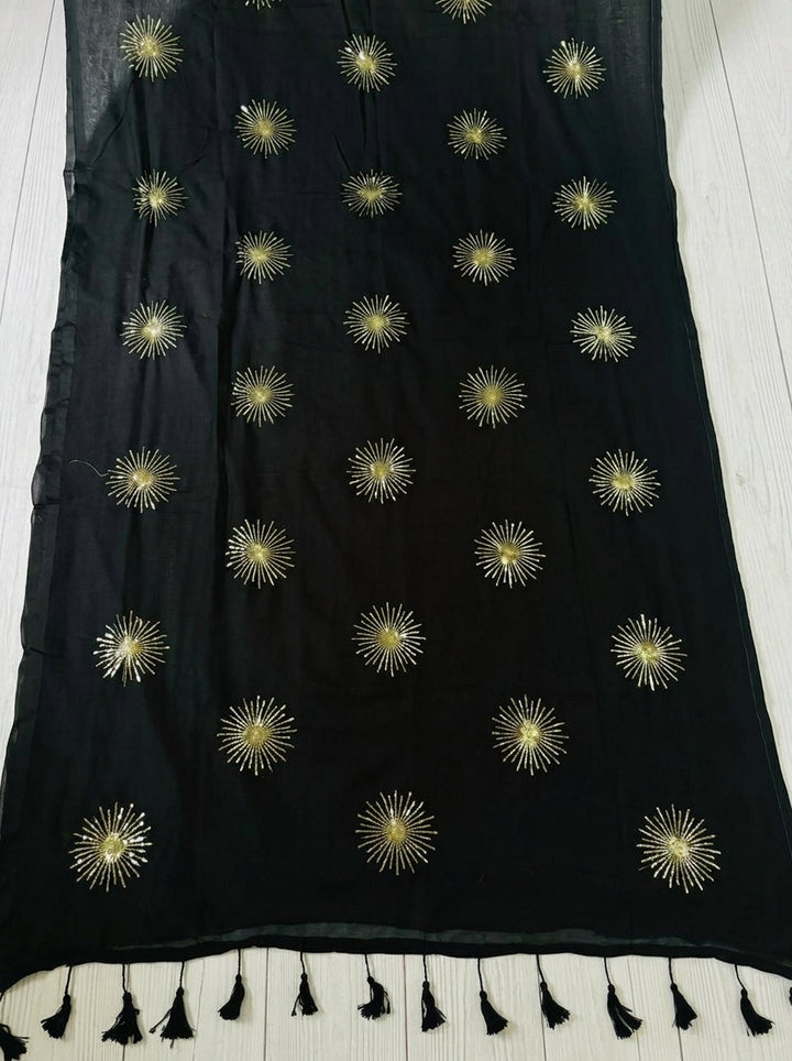 Stole My Heart Sequins Work Mul Cotton Saree