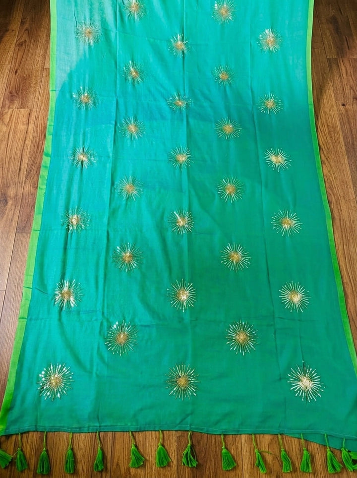 Stole My Heart Sequins Work Mul Cotton Saree