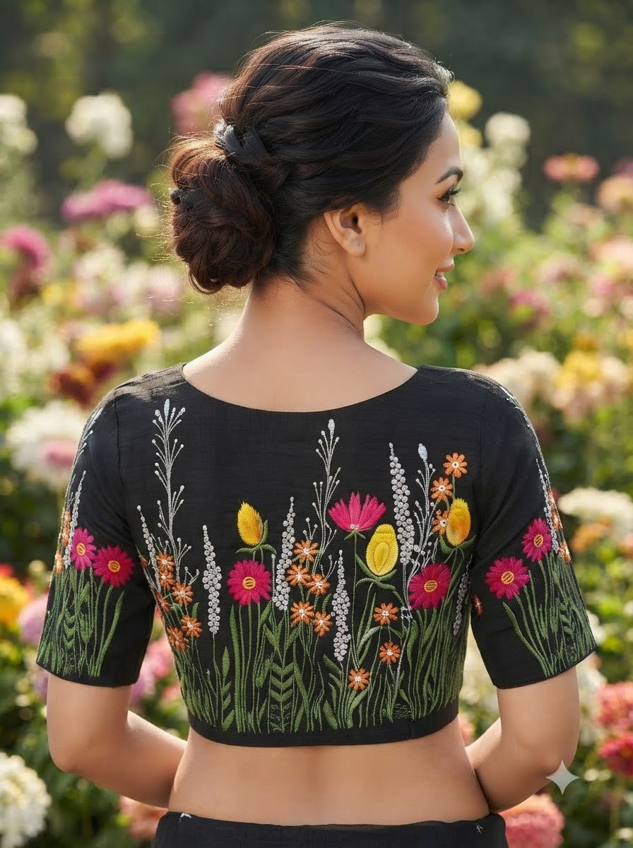 Gilded Garden Vichitra Silk Blouse