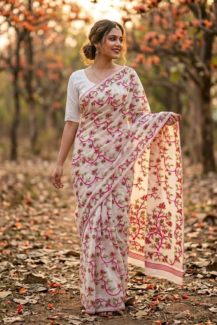 Kusumita (কুসুমিতা) Cotton Silk Saree