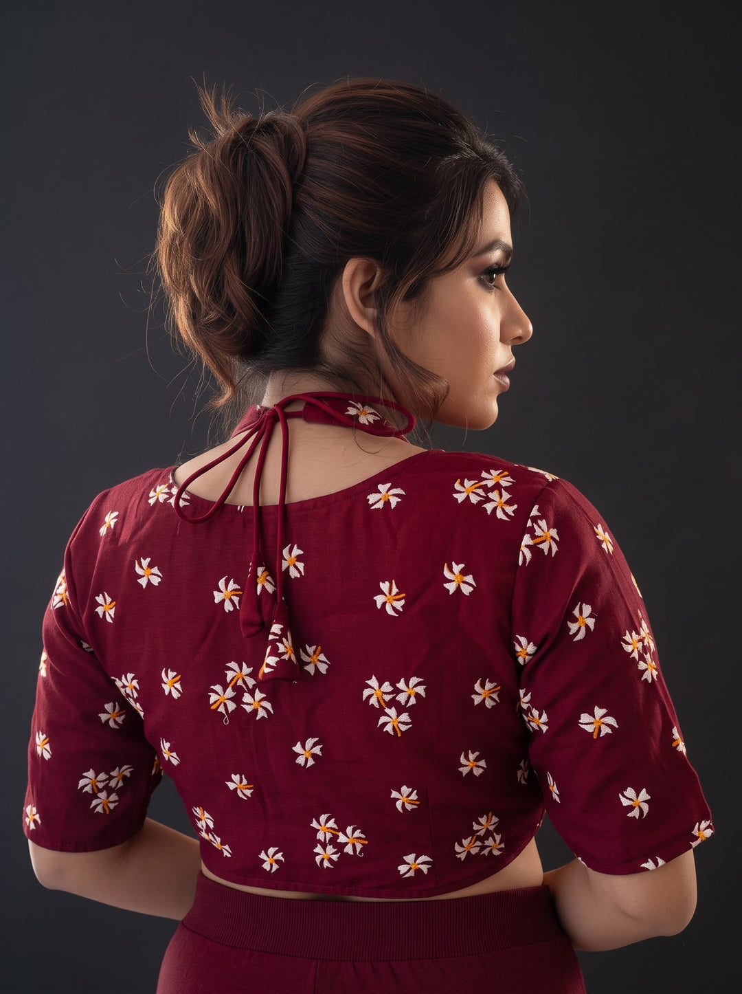 Maroon Shiuli Masaba Style Vichitra Silk Blouse