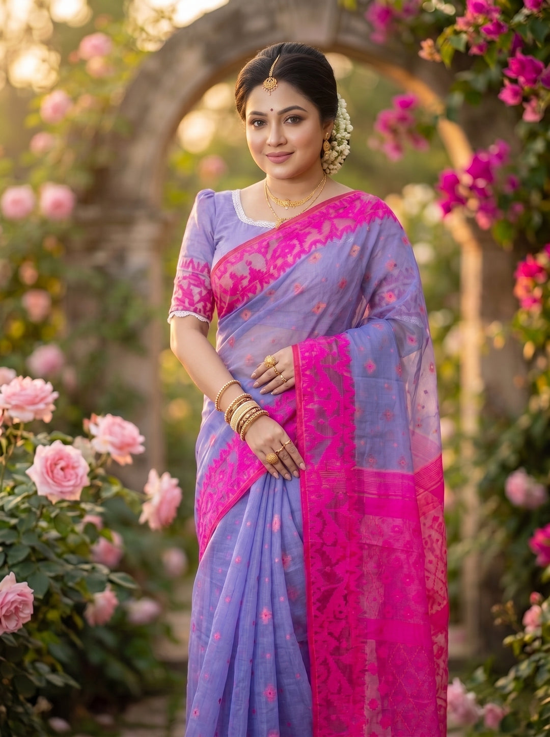 Golapi Golpo Bengal Jamdani Saree