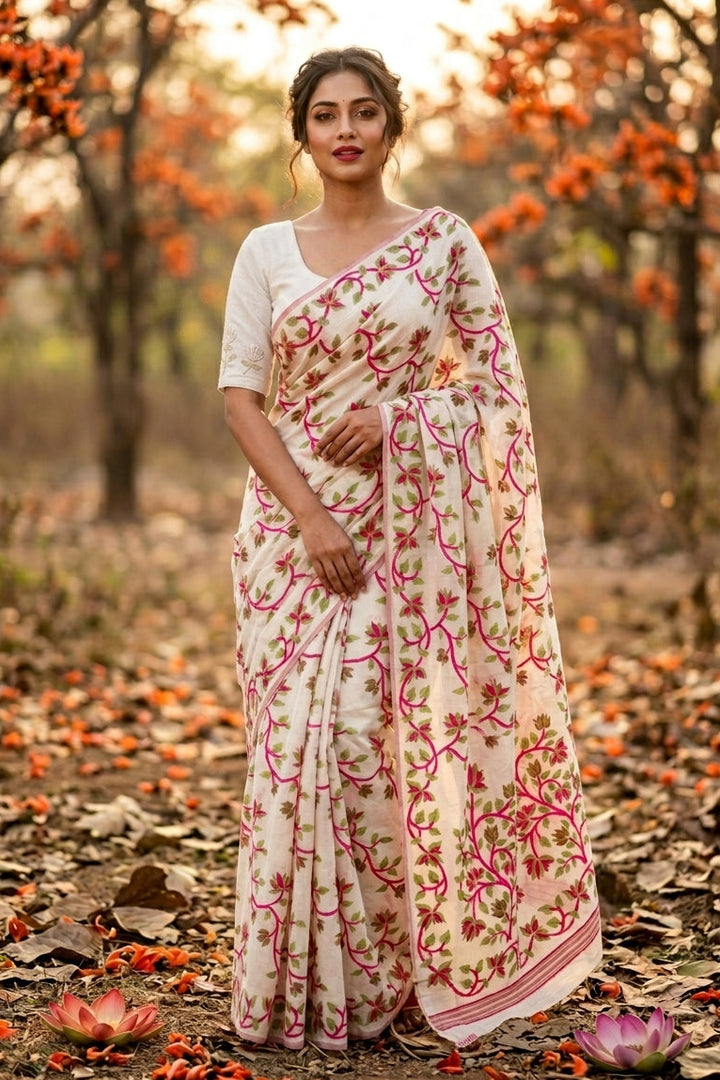 Kusumita (কুসুমিতা) Cotton Silk Saree