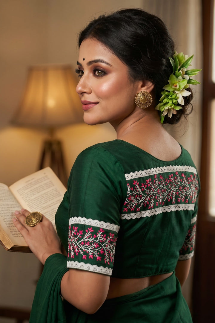 A Memory Woven in Flowers – Embroidered & Lace Work Blouse