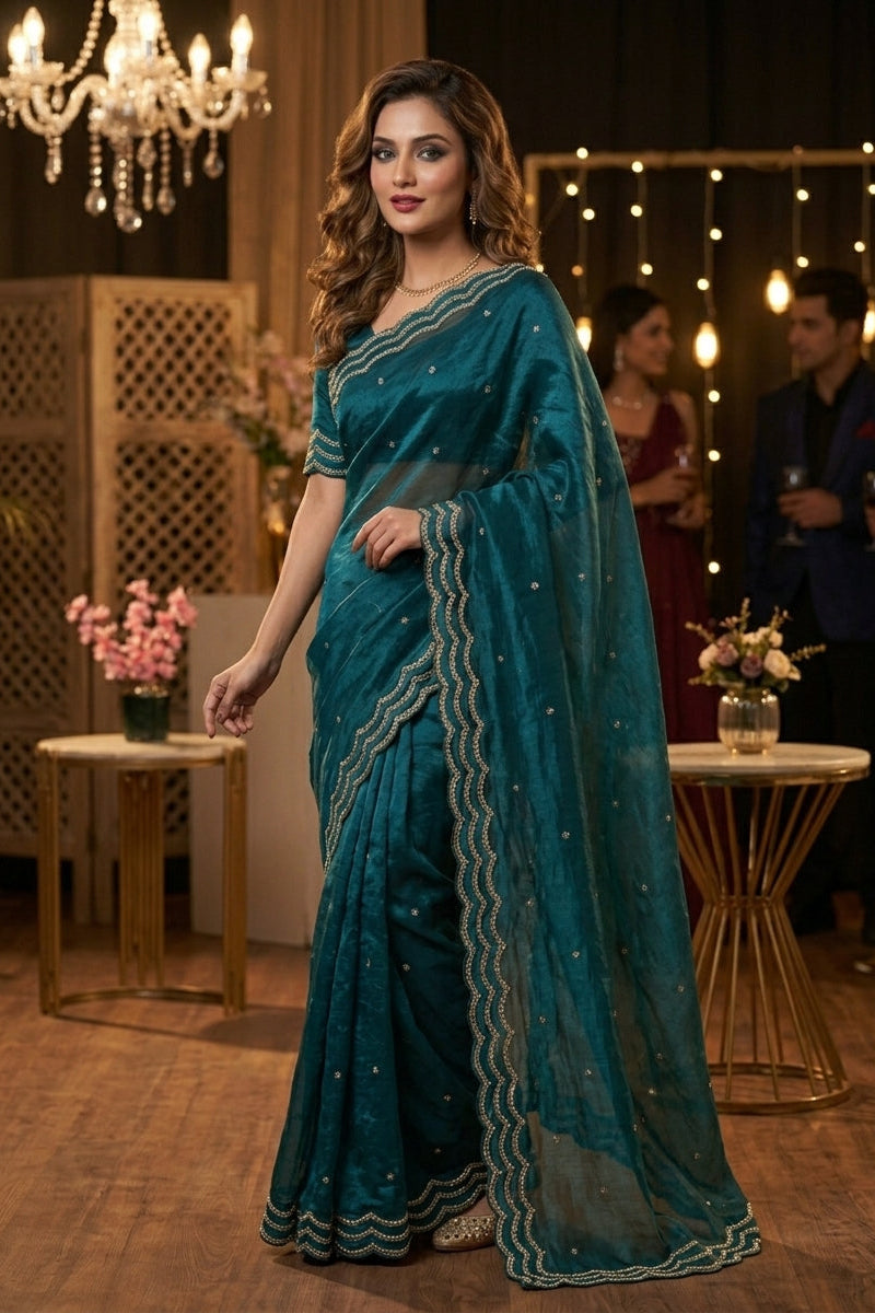 Ethnic Spiral Fancy Silk Saree