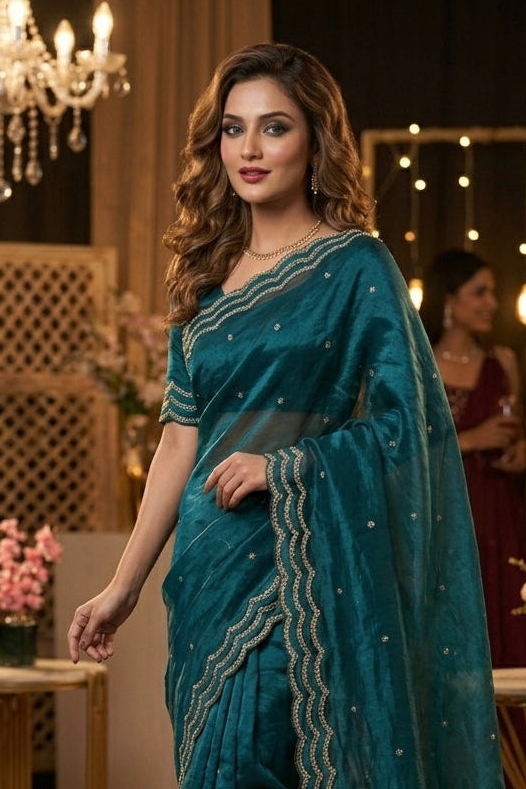 Ethnic Spiral Fancy Silk Saree