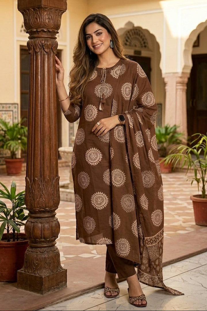 Majestic Plum Cotton Kurti Set