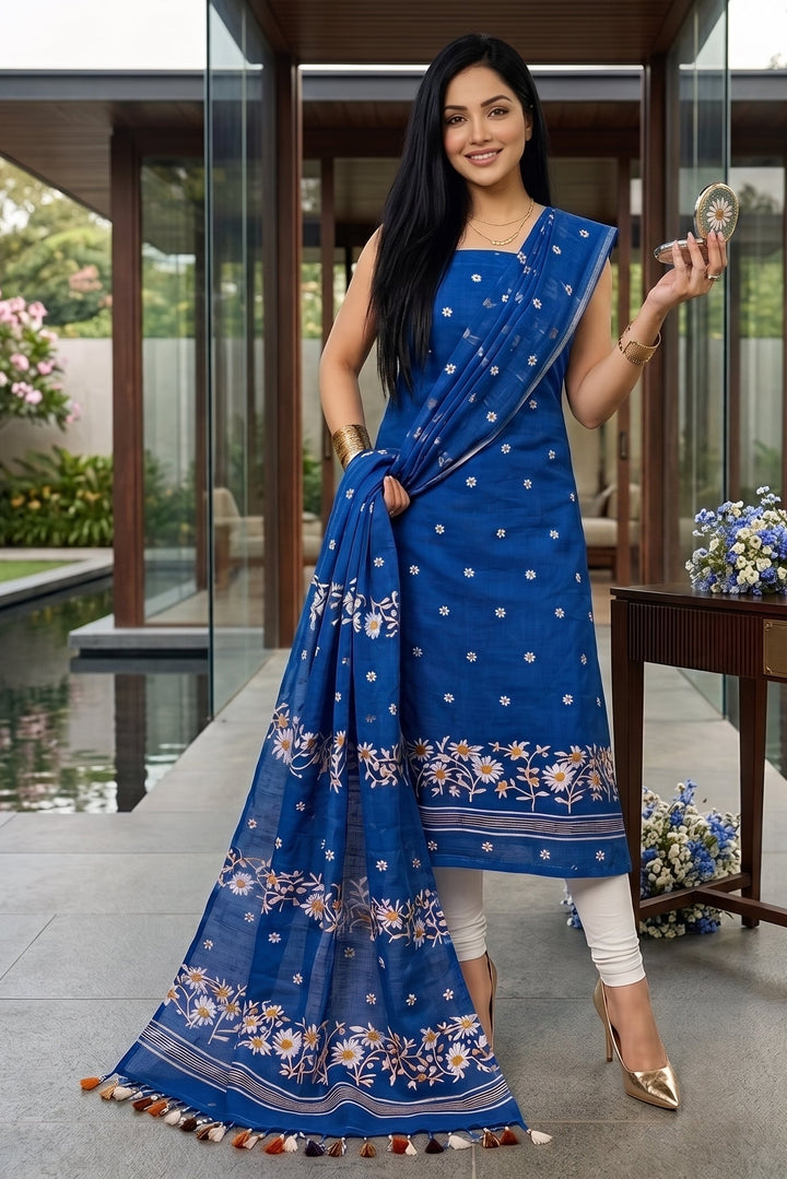 Krishnakoli Cotton Silk Unstitched Dress Material (Kurti Piece and Dupatta)