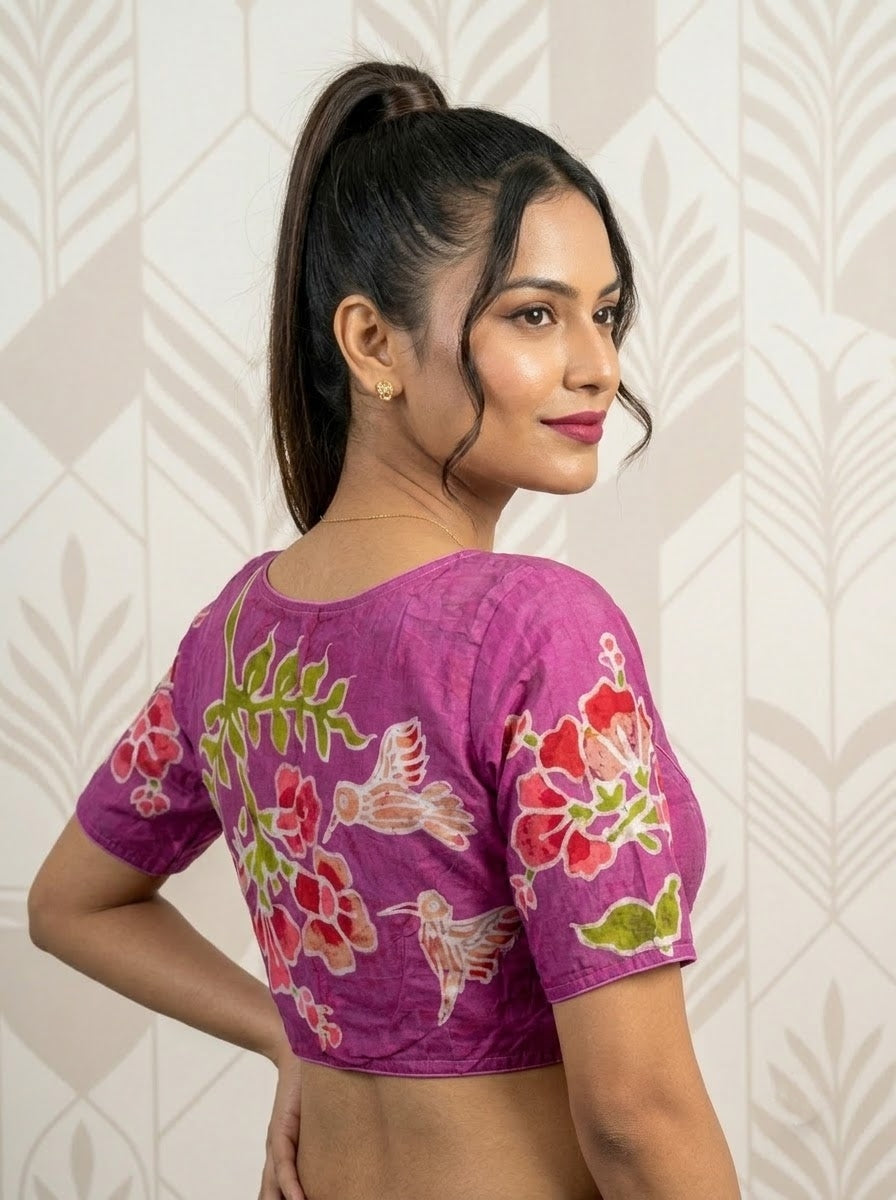 Doodle Of Flowers- Batik Designer Blouse