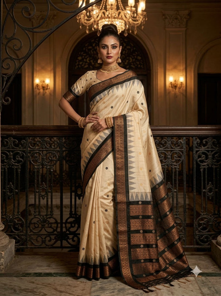 Whispers of Tradition-Ikkat Assam Tussar Silk Saree